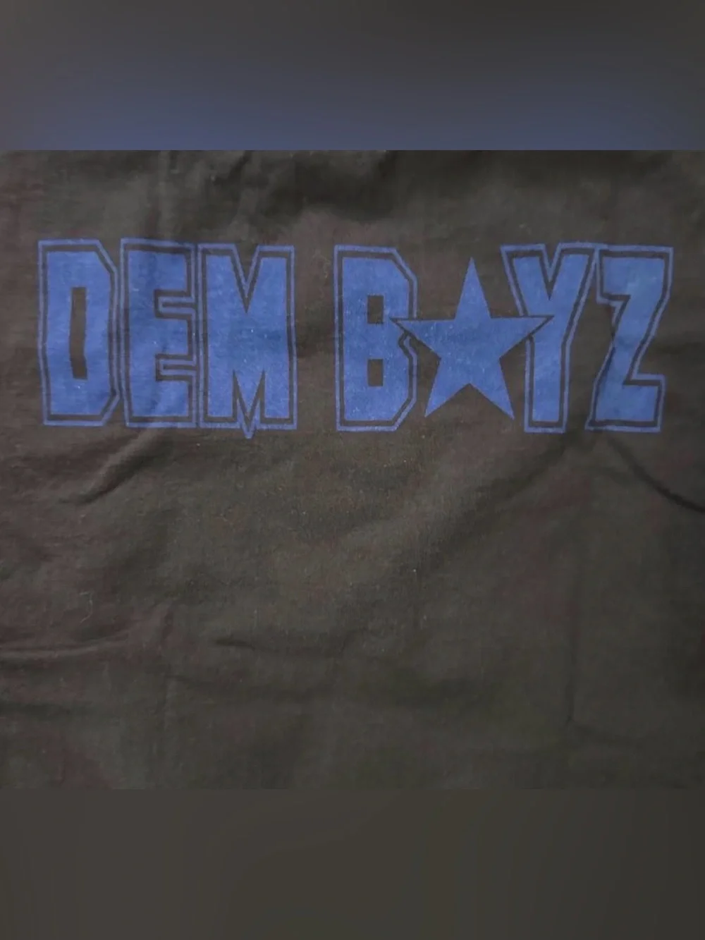 Men's Black 'Dem Boyz' Graphic Football Tee in Blue Accents